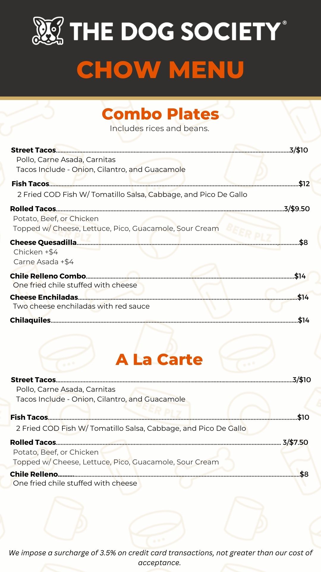 The Hydrant Bar Food Menu 