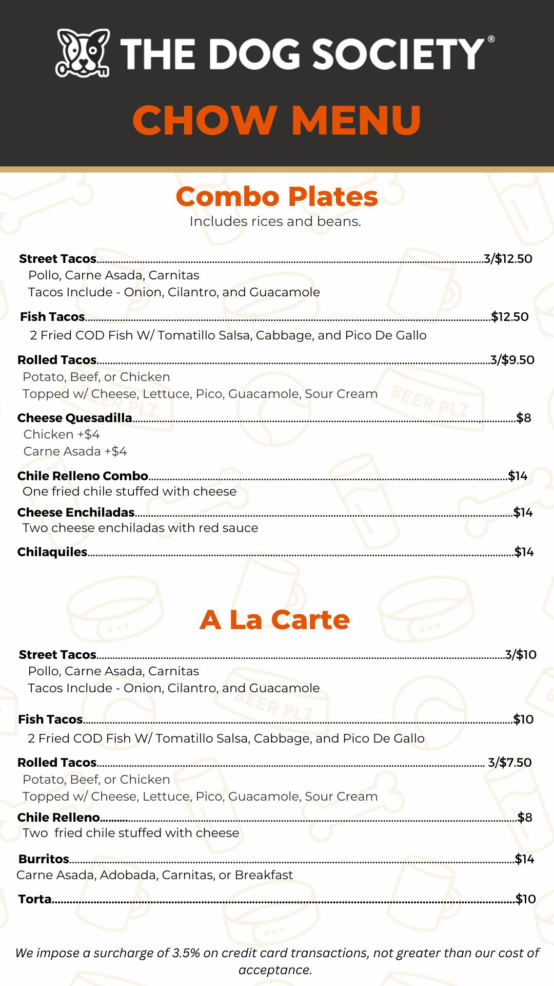 The Hydrant Bar Food Menu 